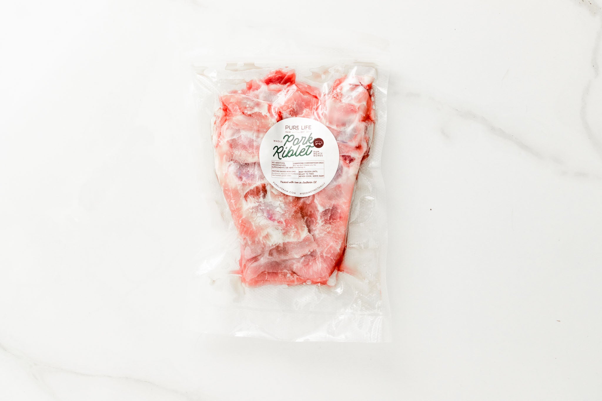 Packaged Raw Pork Riblets - Meaty Pet Bones - Pure Life Raw