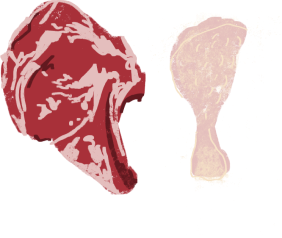 Raw Meat Steak and chicken leg illustration